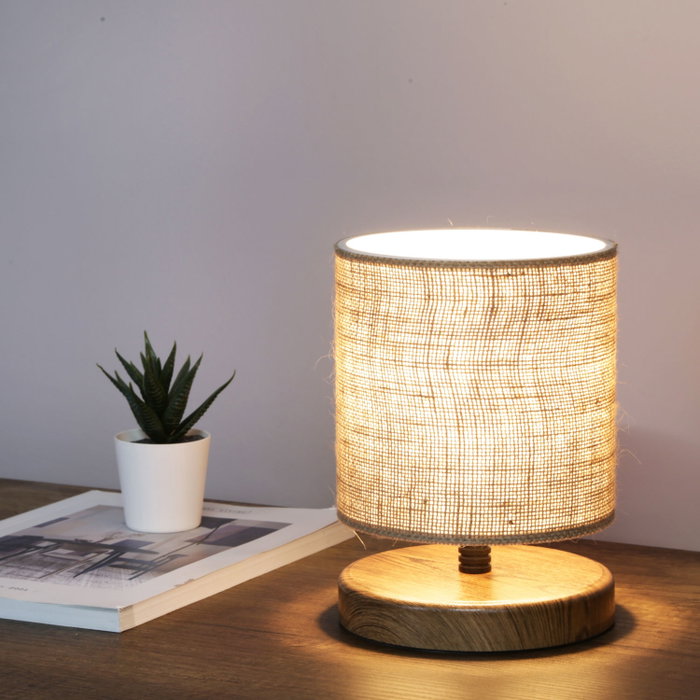 Opviq AYD-3265 Lámpara de Mesa de Cuerpo de Tela Color Mimbre